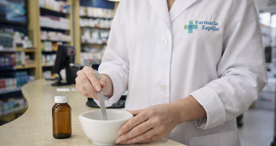 Preparación de medicamento en Farmacia Zapillo